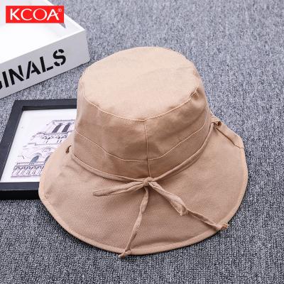 China KCOA Soft Breathable Cotton Big Brim Women Bucket Hat Custom Design Your Own Embroidery Bucket Hat for sale