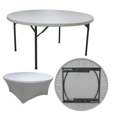 China Morden 5ft Modern Banquet Outdoor Reception Rental Wedding Tables Outdoor Plastic Folding Round Foldable Coffee Table for sale