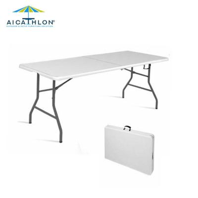 China 6ft HDPE Camping Garden Plastic Portable Rectangle Easy Carry White Folding Folding Outdoor Table For Events for sale