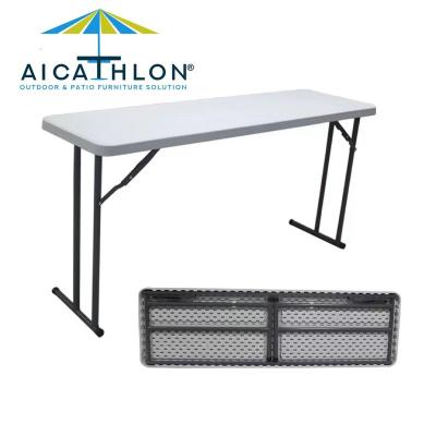 China Lightweight Cheap Outdoor Garden Furniture Hollow Body Blowing Banquet Plastic Rectangular Sourcing Folding Table, Balcony Card Table for sale