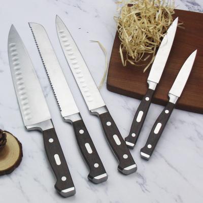 China Sustainable High Quality OEM Kitchen Knife Set S/S+ Wood Handle, S/S +Pakka Wood for sale