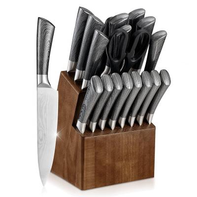 China Amazon Sustainable Hot Selling Self Sharpening Knife Set 15 Pcs Stainless Steel Kitchen Knife Set With Scissors for sale