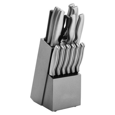 China Lo Mas Vendido Stainless Steel Hollow Handle Meat Fruit Vegetable Kitchen Chef Knife Set With Viable Serving Block for sale