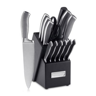 China Sustainable Self Sharpening Wood Block German Steel Cooking Kitchen Knife Set Stainless Steel Kitchen Knives for sale