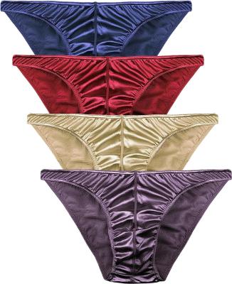 China OEM ODM manufacture brand logo design antibacterial custom made ropa underpants ropa interior sexy men's satin brief thong briefs for sale