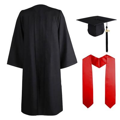 China Wholesale Adult Singles Graduation Gown Graduation Gown With Conventional Knitted Fabrics Dress Custom Made Long Gown Graduation Gown Hat And Stole for sale