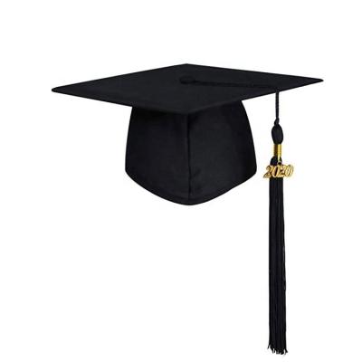 China Graduation Gown Universal For Adults Wholesale Customization Bachelor Cap Black Graduation Hat With Tassel 2023 for sale