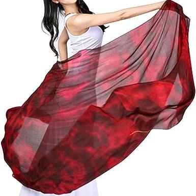 China 100% Wholesale Women Hip Scarf Women's Belly Dance Veils And Silk Hand Scarves Worship To Score Colorful Gradual Colors 1.14x2.5m/98