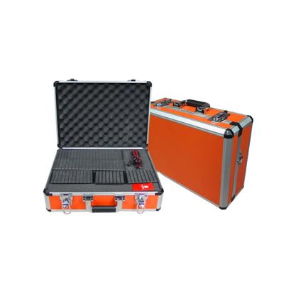 China Durable Orange Aluminum Carry Case Electronics Hard Carrying Case Locking Briefcase for sale