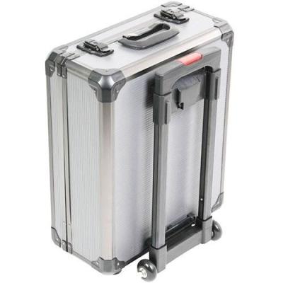 China Dustproof/Waterproof/Fireproof Lockable Silver Aluminum Tool Chest Instrument Organizer with Trolley for sale