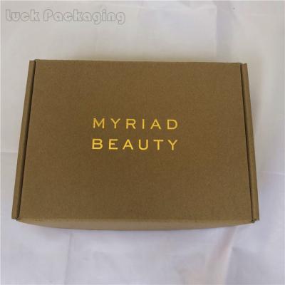 China Gold Foil Factory Customized Logo Kraft Brown Corrugated Mailer Boxes Biodegradable For Shipping Beauty Makeup Products for sale