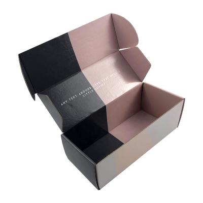 China Recyclable Recycled Kraft Paper Custom Printed Corrugated E Groove Women Shoes Mailer Box Shipping Boxes for sale