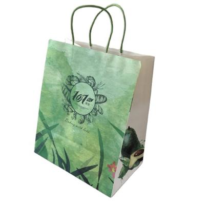 China Recyclable Paper Bag Thickened Kraft Paper Carrier Bag Clothing Stain Shopping Bag Supply Custom Printed Logo for sale