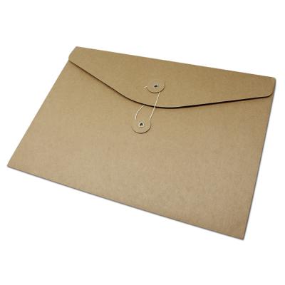 China Eco wholesale price OEM c5 size brown kraft paper bag envelopes with string tie and eyelet closure for sale