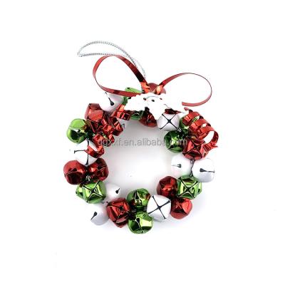 China Popular High Quality Custom Christmas Party Decor Supplies Metal Christmas Jingle Bell Wreath Hanging Garland Ornaments for sale