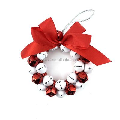 China Luxurious Jingle Bell Wreath European Style Christmas Metal Hanging Supplies Window Wreath For Home Wedding Decoration for sale