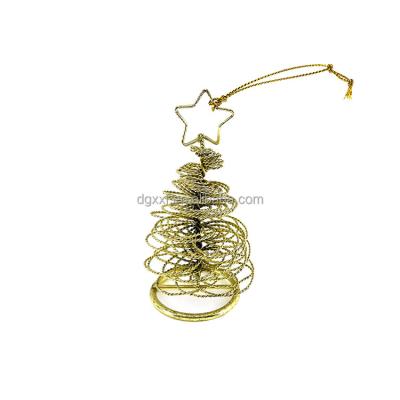 China Wholesale Bauble Metal Decor Tree Gold Metal Hanging Christmas Tree Ornaments Christmas Decorations For Home New Year for sale