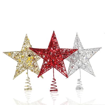 China Hang Xmas Decoration Ornament Treetop Topper Christmas Supplies Christmas Tree Metal Christmas Treetop Sparkle Stars for sale