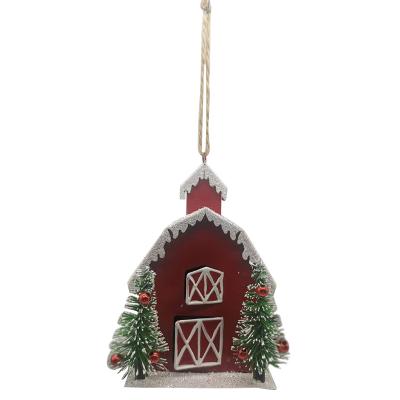 China Christmas Ornament Resin Landscape Building Model Ornaments Mini Christmas Craft Decoration Hanging Houses for sale