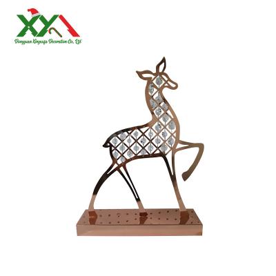 China Excellent Quality Metal Christmas Decoration Rose Gold Crystal Deer Ornaments for sale