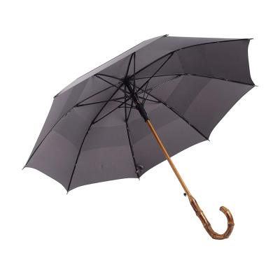 China All in 1 Double Walking Stick Umbrella Bamboo Handle Canopy for sale