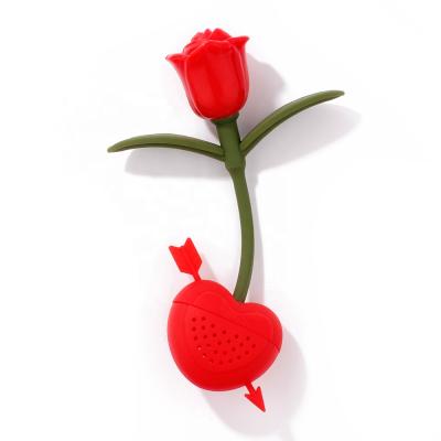 China Viable Rose And Heart Shape Silicone Tea Infuser Loose Leaf Tea Filter For Seasoning Spice Herbal Seasonings for sale