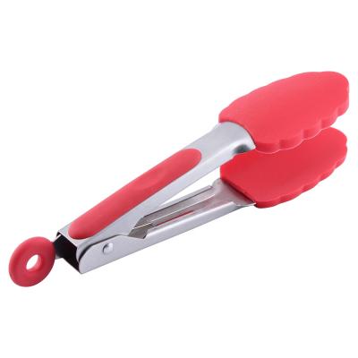 China Sustainable Premium Kitchen Cooking Mini Tongs Metal Frying Tongs Silicone Kitchen Food BBQ Tongs for sale