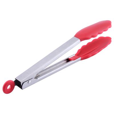 China Hot Selling Viable Kitchen Accessories Stainless Steel Handle Silicone Food Tongs for sale