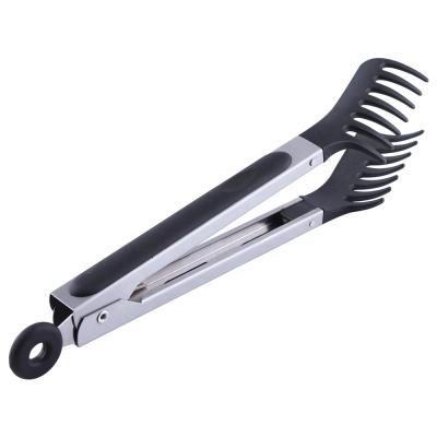 China Food Grade Eco - Friendly Stainless Steel And Nylon Kitchen Cooking Spaghetti Food Tongs for sale