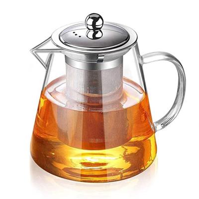 China Viable Hot Sales Borosilicate Glass Heat Resistant Teapot with Removable Infuser for Loose Leaf Tea and Tea Cook Blooming Teapot 32oz for sale