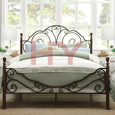 China Queen Size Bed LeAnn Graceful Scroll Bronze Iron Queen Size Bed for sale