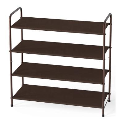 China (Size) Simple Adjustable 4 Tier Shoe Rack Storage Organizer, Bronze for sale