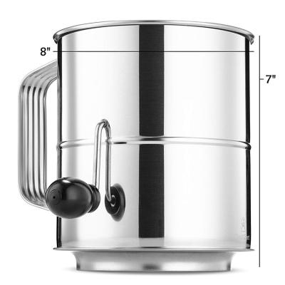 China Sustainable Flour Sifter 5 Cup Stainless Steel Rotary Crank, Baking Sugar Sifter With 16 Good Mesh Screen, Corrosion Resistant - Bake And for sale