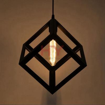 China Modern Vintage Glass Metal Hanging Edison Light Lamp Bulb Cage Pendant Black From Ceiling for sale