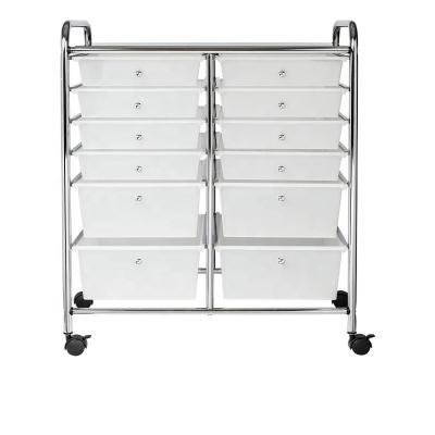 China Coastal Rolling Storage Cart and Organizer with 12 Plastic Drawers for sale