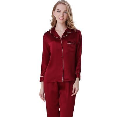 China Breathable Wholesale And Costomizing Pure Silk Pajamas 19momme Sets Long Sleeve Shirt And Pants for sale