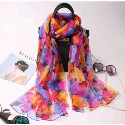 China Accept Customizing 100%mulberry Printed New Thin Silk Scarf For Summer for sale