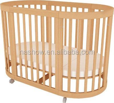 China Cubby Plan Multi-Purpose Solid Wood Convertible Baby Crib, Wooden Crib Baby Crib Round Meeting ASTM and BSEN Standards LMBC-080 for sale