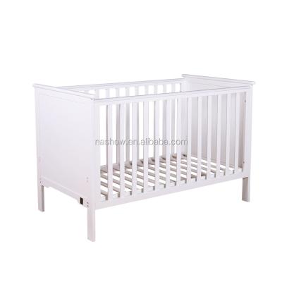 China Nashow LMBC-150AS New Design High Quality Modern Natural White Baby Crib Solid Wood for sale