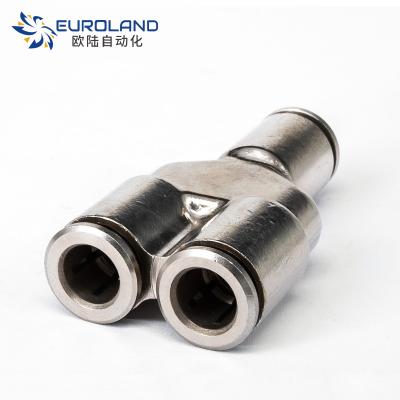 China Corrosion Resistant Y Type 3 Ways Copper Pneumatic Fittings With Good Price for sale