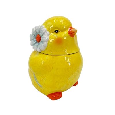 China Glazed Top Hen Chick Chicken Easter Cutie Easter House Decor Ceramic Cookie Jar Jar Storage Cookie Jar. food storage canister for sale