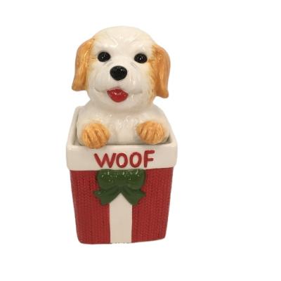 China Factory direct BSCI, dog shape dog shape ceramic cookie jar design biscuit storage SEDEX new audit kid's cookie jar for sale