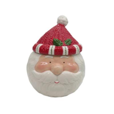 China Christmas Eco-friendly Ceramic Customs Cute Cookie Jar for sale