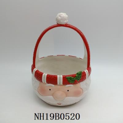 China Christmas Sustainable Ceramic Customs Cute Basket with Christmas Santa Claus for sale