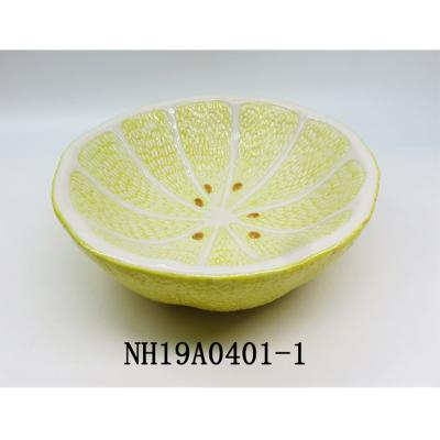 China Custom Logo Dolomite Multi Size Lemon Fruit Salad Bowl Hand Painted Colorful Ceramic Soup Bowl For Kitchen for sale