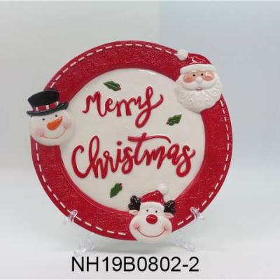 China Eco-friendly Ceramic factory direct supply Europe Merry Christmas Santa plate home decoration home decoration high quality manufacturer art for sale