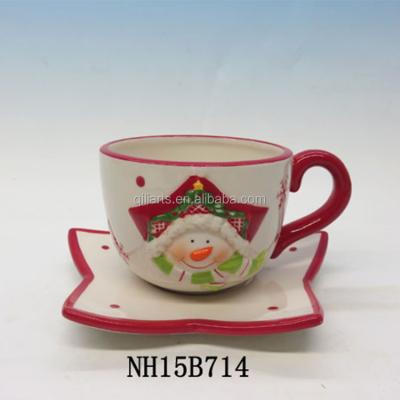 China Sustainable Handmade Christmas Mug Cup Pottery for sale