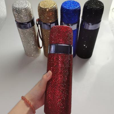 China Fashion Stats Bling Logo Customized Portable Diamond Bling Hot Selling Bling Water Bottle Stainless Steel OEM Crystal Drinks Bottle for sale