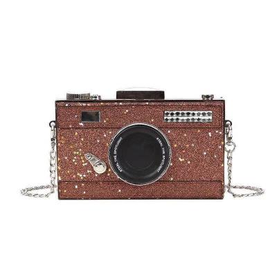 China Fashion Camera Bag Sequin One-Shoulder Small Square Bag Diagonal Hand Chain Messenger Bling Handbags for sale