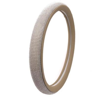 China Eco-Friendly Bling Crystal Steering Wheel Cover Beige Auto Steering Wheel Cover for sale